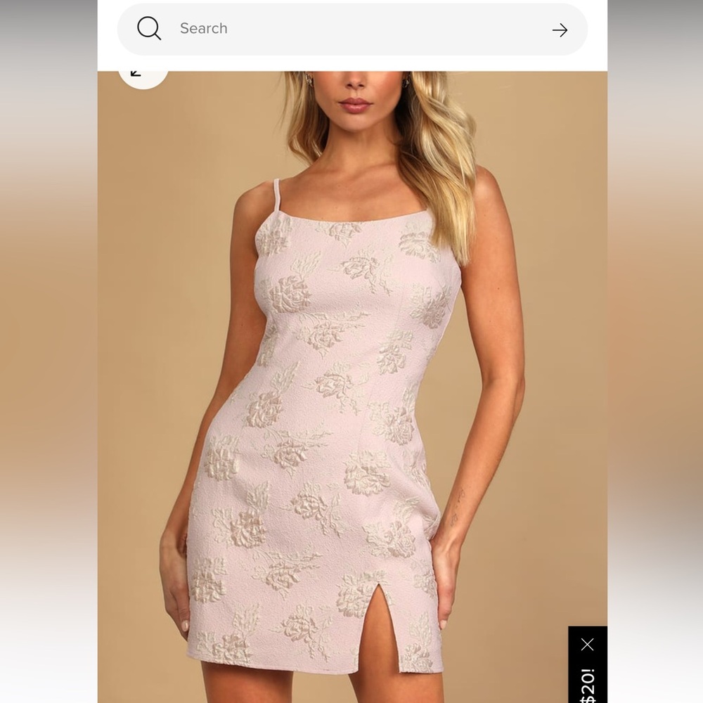 Party-Starter Lavender Pink Floral Jacquard Mini Dress - Picture 4 of 12